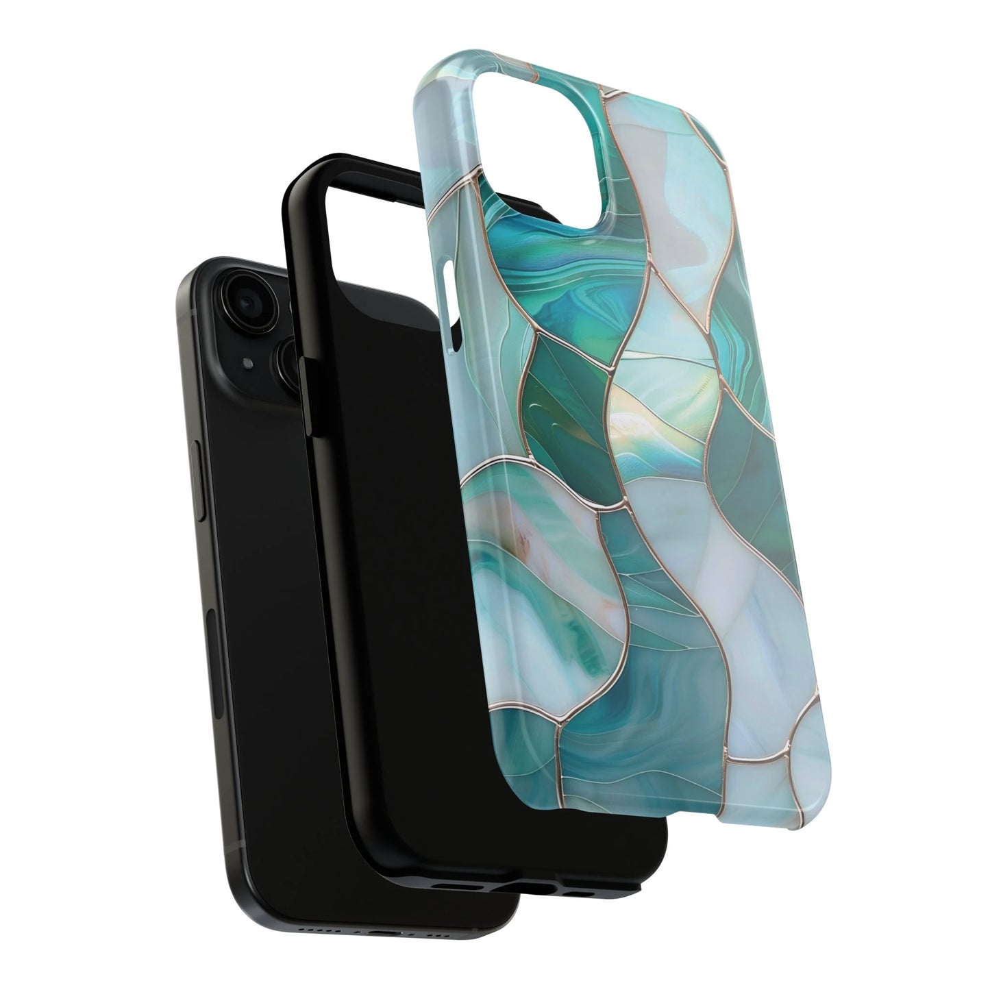 Teal and White iPhone Case