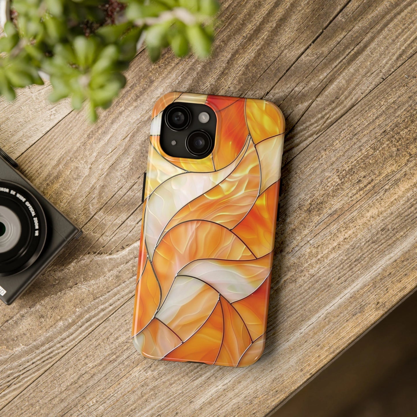 Orange and White iPhone Case