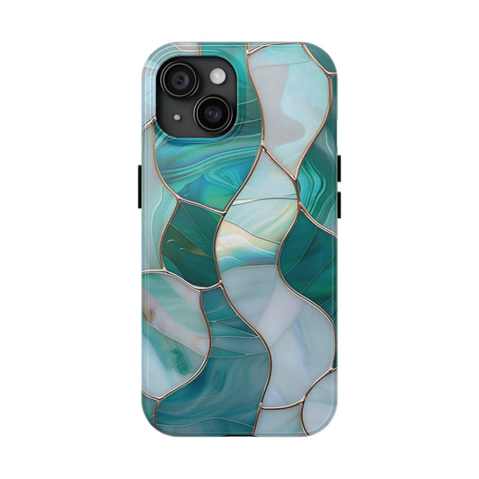 Teal and White iPhone Case