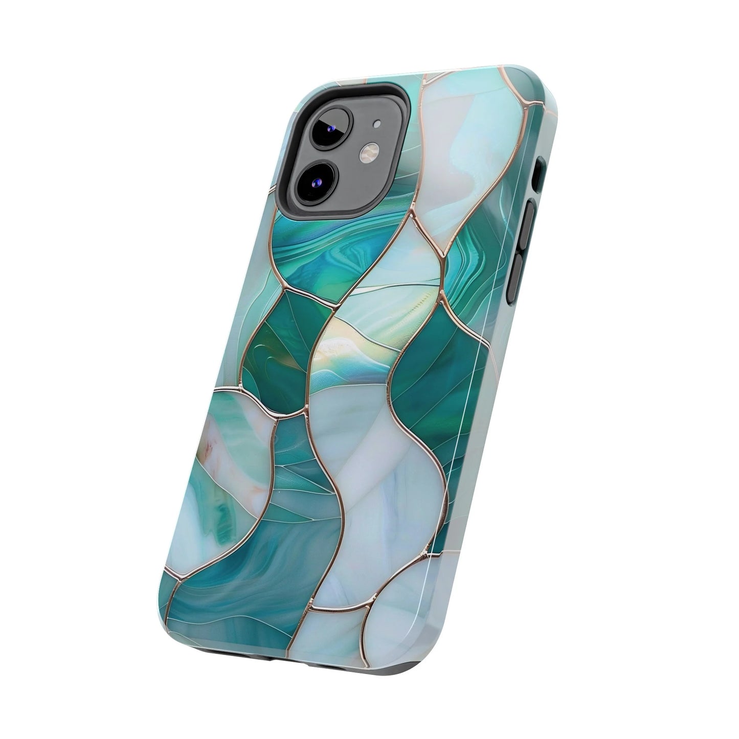 Teal and White iPhone Case