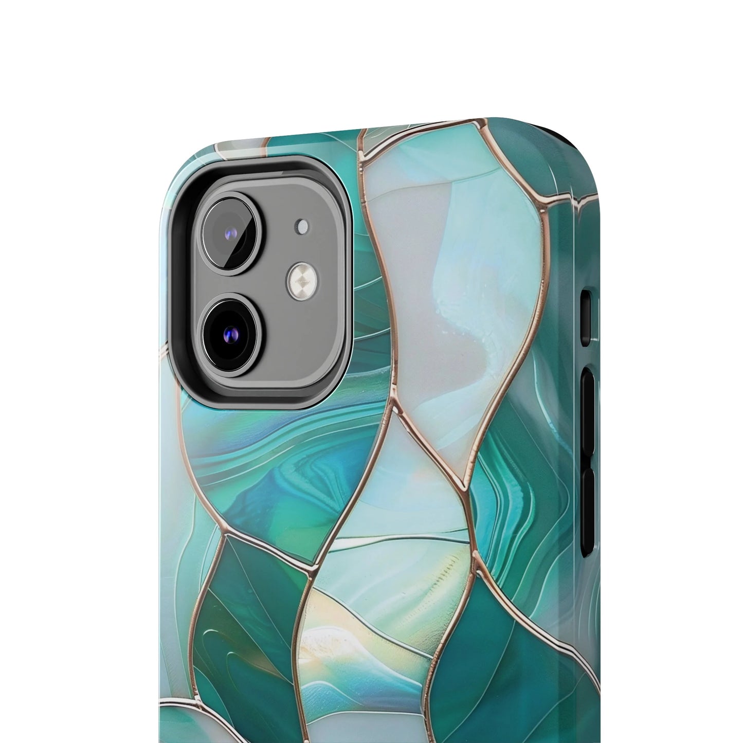 Teal and White iPhone Case